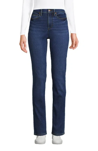 Lands' End Recover High Rise Straight Leg Blue Jeans In Port Indigo