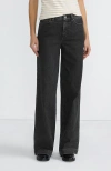 Lands' End Recover High Rise Wide Leg Blue Jeans In Black Stone Wash