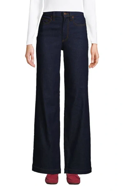 Lands' End Recover High Rise Wide Leg Blue Jeans In River Rinse