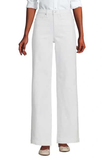 Lands' End Recover High Rise Wide Leg Blue Jeans In White