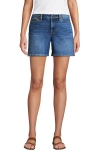 Lands' End Recover Mid Rise 7" Jean Shorts In Indigo Tide Blue