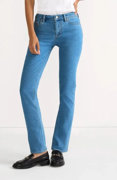 Lands' End Recover Mid Rise Straight Leg Blue Jeans In Hutton Blue Wash