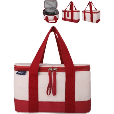 Lands' End Rectangular Small Cooler Bag Insulated 1.5 Gal, Canvas Soft Cooler With Tote Handles And  In Red