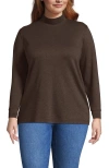 Lands' End Relaxed Cotton Long Sleeve Mock Turtleneck In Brown