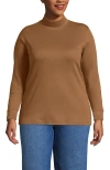 Lands' End Relaxed Cotton Long Sleeve Mock Turtleneck In Brown