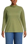 Lands' End Relaxed Cotton Long Sleeve Mock Turtleneck In Green