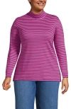Lands' End Relaxed Cotton Long Sleeve Mock Turtleneck In Purple