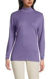 Lands' End Relaxed Cotton Long Sleeve Mock Turtleneck In Purple