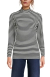 Lands' End Relaxed Cotton Long Sleeve Mock Turtleneck In Black