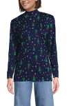 Lands' End Relaxed Cotton Long Sleeve Mock Turtleneck In Brown