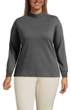 Lands' End Relaxed Cotton Long Sleeve Mock Turtleneck In Gray