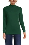 Lands' End Relaxed Cotton Long Sleeve Mock Turtleneck In Green