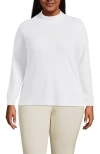 Lands' End Relaxed Cotton Long Sleeve Mock Turtleneck In Neutral