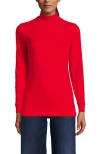 Lands' End Relaxed Cotton Long Sleeve Mock Turtleneck In Red