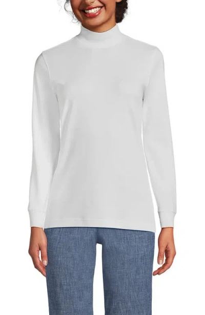 Lands' End Relaxed Cotton Long Sleeve Mock Turtleneck In White