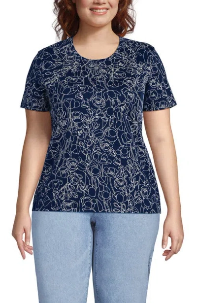 Lands' End Relaxed Supima Cotton Crew Neck T-shirt In Blue