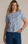Lands' End Relaxed Supima Cotton Crew Neck T-shirt In Blue