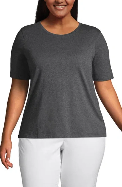 Lands' End Relaxed Supima Cotton Crew Neck T-shirt In Charcoal Heather