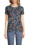 Lands' End Relaxed Supima Cotton Crew Neck T-shirt In Deep Sea Navy Field Floral