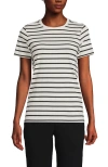 Lands' End Relaxed Supima Cotton Crew Neck T-shirt In Ivory/black Breton Stripe
