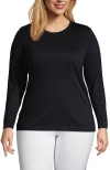 Lands' End Relaxed Supima Cotton Long Sleeve Crew Neck T-shirt In Black
