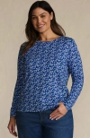 Lands' End Relaxed Supima Cotton Long Sleeve Crew Neck T-shirt In Blue