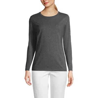 Lands' End Relaxed Supima Cotton Long Sleeve Crew Neck T-shirt In Charcoal Heather