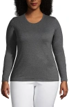 Lands' End Plus Size Relaxed Supima Cotton Long Sleeve Crew Neck T-shirt In Charcoal Heather