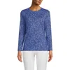 Lands' End Relaxed Supima Cotton Long Sleeve Crew Neck T-shirt In Deep Sea Navy Flowers