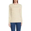 Lands' End Relaxed Supima Cotton Long Sleeve Crew Neck T-shirt In French Pecan Breton Stripe