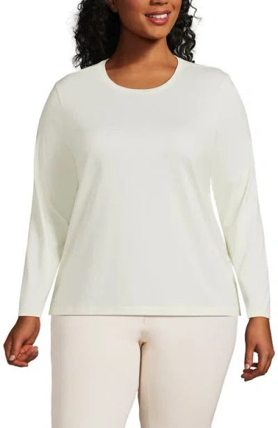 Lands' End Relaxed Supima Cotton Long Sleeve Crew Neck T-shirt In Fresh Ivory