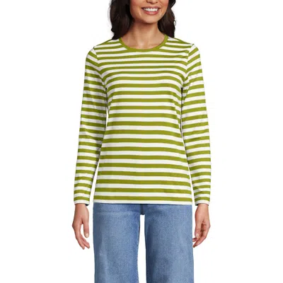 Lands' End Relaxed Supima Cotton Long Sleeve Crew Neck T-shirt In Green