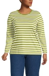 Lands' End Relaxed Supima Cotton Long Sleeve Crew Neck T-shirt In Green