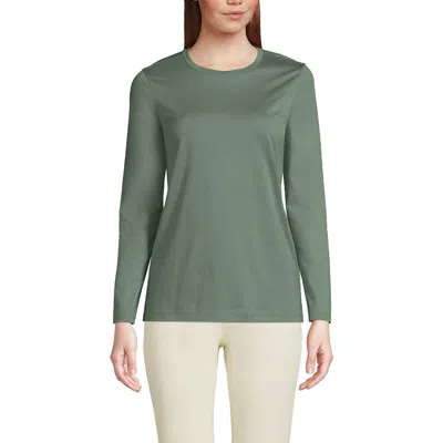 Lands' End Relaxed Supima Cotton Long Sleeve Crew Neck T-shirt In Lily Pad Green