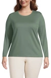 Lands' End Relaxed Supima Cotton Long Sleeve Crew Neck T-shirt In Lily Pad Green