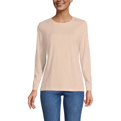 Lands' End Relaxed Supima Cotton Long Sleeve Crew Neck T-shirt In White