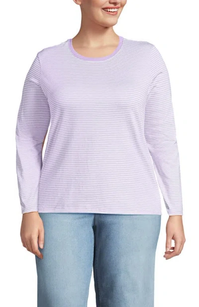 Lands' End Relaxed Supima Cotton Long Sleeve Crew Neck T-shirt In Purple