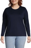 Lands' End Relaxed Supima Cotton Long Sleeve Crew Neck T-shirt In Radiant Navy
