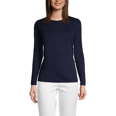 Lands' End Relaxed Supima Cotton Long Sleeve Crew Neck T-shirt In Radiant Navy