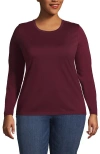 Lands' End Relaxed Supima Cotton Long Sleeve Crew Neck T-shirt In Rich Burgundy