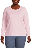 Lands' End Relaxed Supima Cotton Long Sleeve Crew Neck T-shirt In Simply Pink