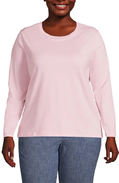 Lands' End Relaxed Supima Cotton Long Sleeve Crew Neck T-shirt In Simply Pink