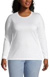 Lands' End Relaxed Supima Cotton Long Sleeve Crew Neck T-shirt In White