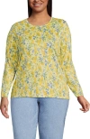 Lands' End Relaxed Supima Cotton Long Sleeve Crew Neck T-shirt In Yellow