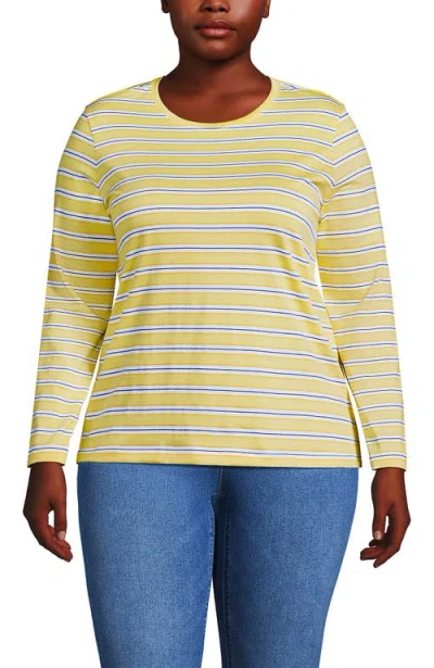 Lands' End Relaxed Supima Cotton Long Sleeve Crew Neck T-shirt In Yellow