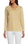 Lands' End Relaxed Supima Cotton Long Sleeve V-neck T-shirt In Yellow