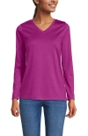 Lands' End Relaxed Supima Cotton Long Sleeve V-neck T-shirt In Black