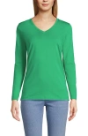 Lands' End Relaxed Supima Cotton Long Sleeve V-neck T-shirt In Glade Green