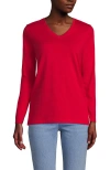 Lands' End Relaxed Supima Cotton Long Sleeve V-neck T-shirt In Heritage Red