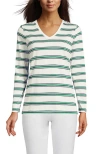 Lands' End Relaxed Supima Cotton Long Sleeve V-neck T-shirt In Multi